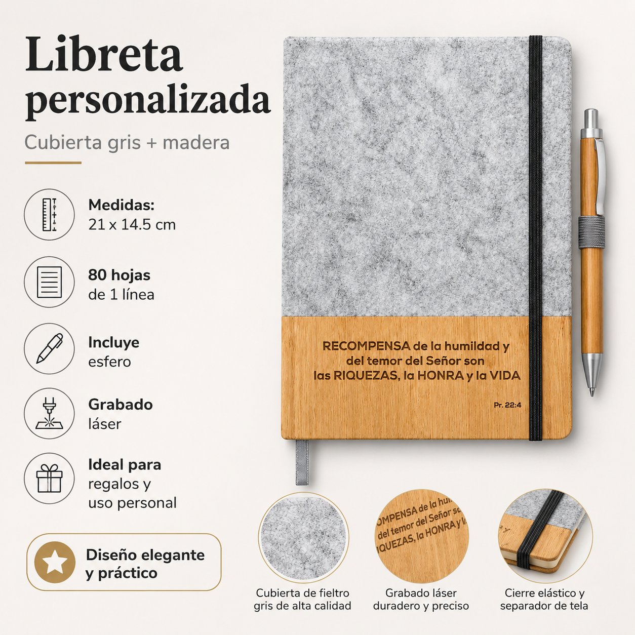 Libreta personalizada con grabado láser